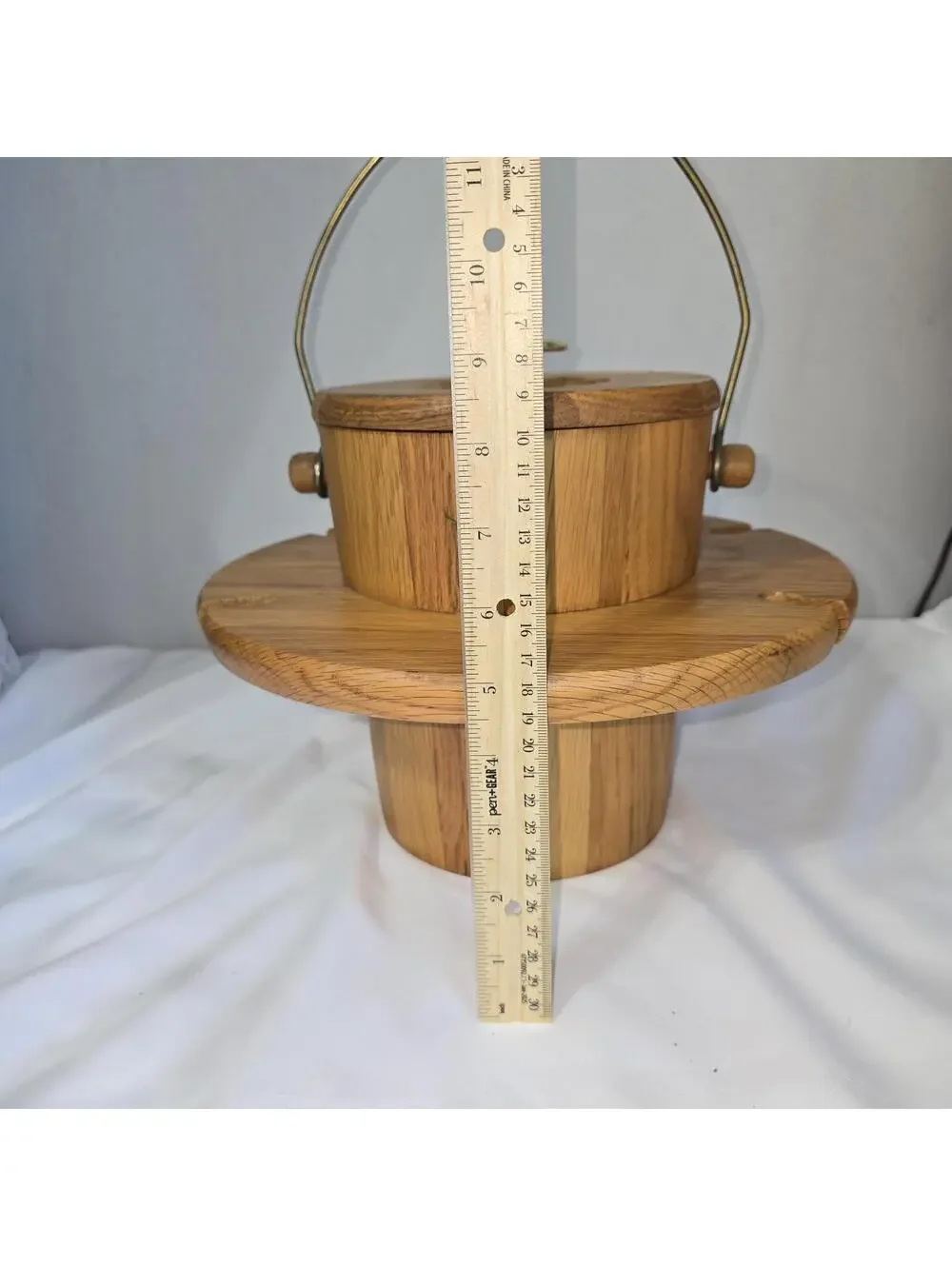 Vintage MCM Vermillion Oak Ice Bucket Wine Glass Holder Caddy Crate NO GLASSES